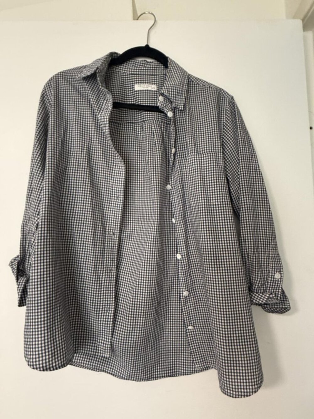 Equipment Navy & White Gingham 100% Cotton Button Shirt Size XS